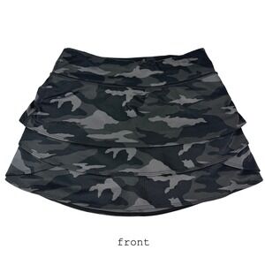 Athleta Girl Camo Lux Swing Skort Gray Black Camouflage XL 14 Activewear Skirt